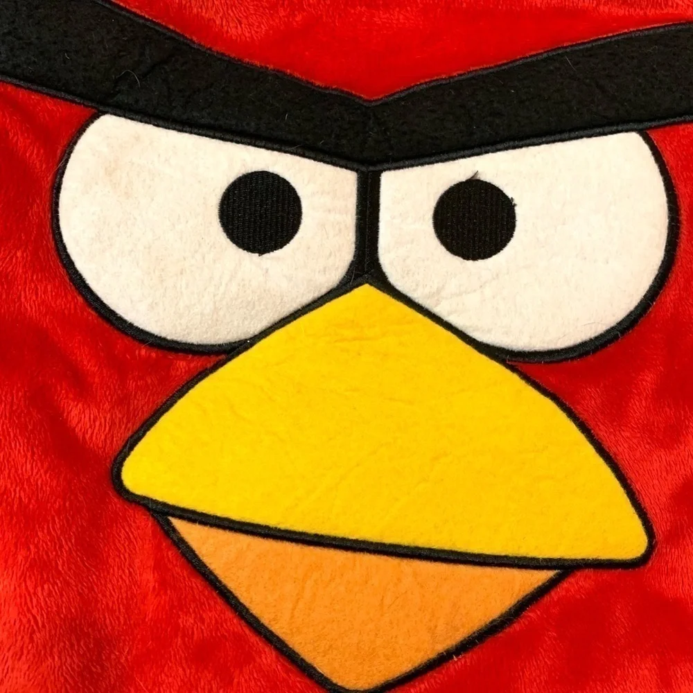 Angry Birds Soft Velvet Velour Drawstring Cinch bag Backpack Tote RED